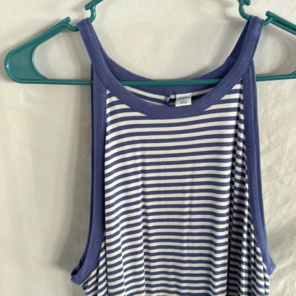 Old Navy white and periwinkle striped swing dress - Picture 2 of 5